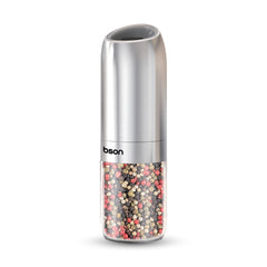 BSON Gravity Spice Grinder, 25W High-Power Electric Spice Grinder with Built-in LED Light, 176ml Capacity, One-Handed Operation, Stainless Steel Body, Flip-to-Work Design for Pepper, Salt, Chili & Spices