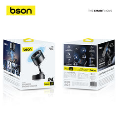 2-in-1 Bson Echo Speaker Phone Holder, MagSafe Compatible, Vacuum Adsorption, Built-in Speaker & 180° Rotation, Hands-Free Operation for Desk, Car, or Nightstand Use