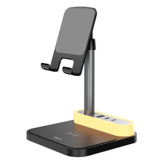 منصة شحن لاسلكية من بيسون، شاحن لاسلكي سريع Qi بقوة 15 وات مع 4 منافذ شحن وفانوس ليلي قابل للتعديل، محطة شحن متكاملة