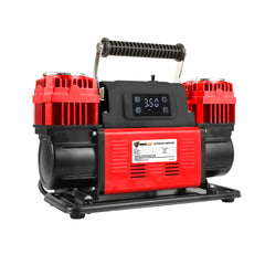 FORCE USA Digital Heavy Duty Double Cylinder Air Compressor – Red | High Power Output, Digital Display, Portable Design, Safety Features – Ideal for Off-Road, Car, and Outdoor Use