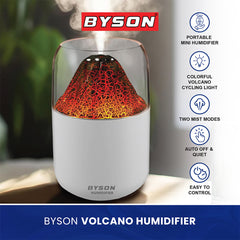 BYSON Volcano Humidifier, Volcano Mist Effect with LED Ambient Lighting, Stylish & Soothing Air Moisturizer for Home or Office