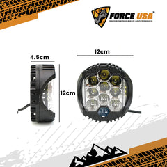 Force USA Round Camping Light for Vehicles-Dual-Color White/Yellow LED, Waterproof, Ideal for Off-Roading, Car Camping, Overlanding & Emergency Use
