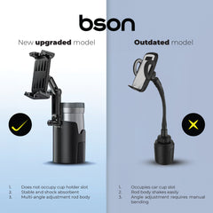 حامل كوب جديد للهاتف من بي سون، حامل كوب وهاتف 2 في 1، مع دوران 360 درجة، موسع قابل للتعديل، تشغيل بيد واحدة، مشبك قوي، توافق عالمي