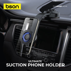 Bson Ultimate Suction Phone Holder – Strong MagSafe Magnetic Mount, 360° Rotation, One-Hand Operation, USB-A to Type-C Cable, Powerful Suction, Universal Smartphone Compatibility