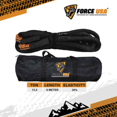 Force USA Extreme Strength Kinetic Tow Rope, 6M/13.2 Ton Heavy-Duty Recovery Rope, Elastic Recovery Strap for Off-Road, SUV, Truck & 4x4 Vehicles