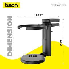 BSON Multi-Use Cup Holder – Universal Fit with Strong Clip, Adjustable Hook Length, Non-Slip Silicone Pad, Compatible with All Cup Types