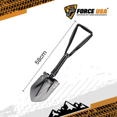 مجرفة نجاة قابلة للطي ومتعددة الاستخدامات من فورس يو إس إيه - مصنوعة من الفولاذ الكربوني، بتصميم متعدد الأدوات، مطلية بطلاء مضاد للصدأ، ومقبض مريح، وصغيرة الحجم ومتينة للتخييم والمشي لمسافات طويلة والاستخدام في حالات الطوارئ