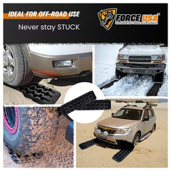 Force USA Recovery Traction Board, 2 PCS Heavy-Duty Off-Road Traction Board & Sand Track for Off-Road Adventures, 4x4 Recovery Gear for SUV, Jeep, Truck, & All Vehicles, Emergency Tire Traction for Sand, Mud, & Snow