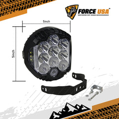 Force USA 7-Inch Round Work Light, Dual-Color White/Yellow LED, Adjustable Mounting Bracket, Durable & Waterproof Construction for Trucks, Off-Road, Construction & Utility Use