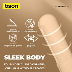 Bson 2-in-1 Hair Styler – Cordless Hair Straightener & Curler with 3 Heat Settings, 40 Million Negative Ions, Dual-Purpose Design, 35W Power, 220V, with Protective Lid