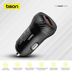 Bson 88W Ultra Fast Car Charger – 6X Fast Charging with Dual USB Ports (USB-A & USB-C), QC3.0 100W MAX + PD 65W, Smart Safety Protections Included