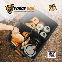 منظم حقائب متعدد الأغراض من فورس يو إس إيه، قابل للطي، مصنوع من قماش أكسفورد متين 600D و300D، مع سحاب حديدي عالي التحمل، أقسام قابلة للتعديل، منظم بسعة كبيرة للاستخدام في المنزل والسفر والتخييم