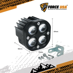 FORCE USA Four Eyes Work Light, High-Power LED Off-Road Light with Quad-Beam Design, Waterproof & Dustproof, Universal Mount for Car, SUV, Truck, ATV, UTV, Tractor