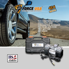 ضاغط هواء قوي بقوة 12 فولت من فورس يو إس إيه، منفاخ إطارات مزدوج الأسطوانات للشاحنات وسيارات الدفع الرباعي والمركبات على الطرق الوعرة، مضخة إطارات محمولة عالية التحمل