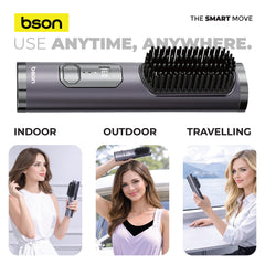 BSON Classy Portable Hair Comb-Cordless Smart Styling Brush with Digital Display, 3x MCH Ceramic Heating for Hair Straightening and Hair Curler