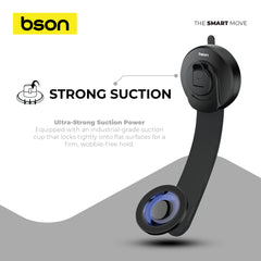 Bson Ultimate Suction Phone Holder – Strong MagSafe Magnetic Mount, 360° Rotation, One-Hand Operation, USB-A to Type-C Cable, Powerful Suction, Universal Smartphone Compatibility