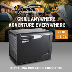 ثلاجة محمولة سعة 20 لترًا - تحكم باللمس في درجة الحرارة، منفذ USB، إضاءة LED، حماية البطارية، نطاق من 20 درجة مئوية إلى -18 درجة مئوية - مثالية للسيارة والتخييم والسفر والاستخدام في الهواء الطلق