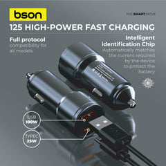 48W Fast Car Charger – 4X Fast Charging with Dual USB Ports (USB-A & USB-C), QC3.0 100W MAX + PD 25W, Smart Safety Protections Included