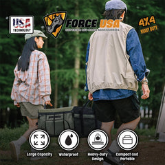 منظم حقائب متعدد الأغراض من فورس يو إس إيه، قابل للطي، مصنوع من قماش أكسفورد متين 600D و300D، مع سحاب حديدي عالي التحمل، أقسام قابلة للتعديل، منظم بسعة كبيرة للاستخدام في المنزل والسفر والتخييم