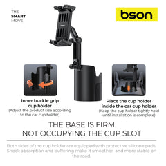حامل كوب جديد للهاتف من بي سون، حامل كوب وهاتف 2 في 1، مع دوران 360 درجة، موسع قابل للتعديل، تشغيل بيد واحدة، مشبك قوي، توافق عالمي