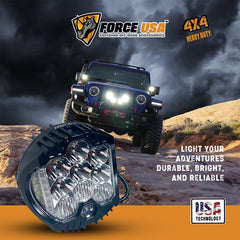Force USA Round Camping Light for Vehicles-Dual-Color White/Yellow LED, Waterproof, Ideal for Off-Roading, Car Camping, Overlanding & Emergency Use