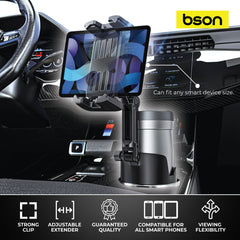 حامل كوب جديد للهاتف من بي سون، حامل كوب وهاتف 2 في 1، مع دوران 360 درجة، موسع قابل للتعديل، تشغيل بيد واحدة، مشبك قوي، توافق عالمي