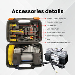 ضاغط هواء قوي بقوة 12 فولت من فورس يو إس إيه، منفاخ إطارات مزدوج الأسطوانات للشاحنات وسيارات الدفع الرباعي والمركبات على الطرق الوعرة، مضخة إطارات محمولة عالية التحمل