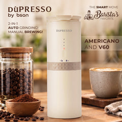 DùPRESSO by Bson Superbo 2-in-1 Coffee Grinder & Maker – 38 Grind Levels, 350ml