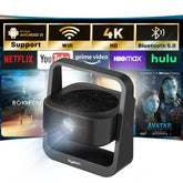 جهاز عرض منزلي ذكي من بيسون أورورا، واي فاي 5G، HDR بدقة 4K، أندرويد 13، دوران 360 درجة، جهاز عرض صغير محمول للأفلام والعروض التقديمية والألعاب والسفر، شاشة من 50 إلى 150 بوصة