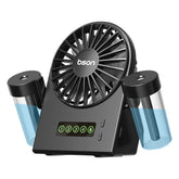 Bson Water Jet Table Fan- 90° Spray Rotation, 4 Fan Modes, Dual Mist Spray, Cool Air Function, Powerful Wind, Type-C Charging, Storage Tank, & LED Display