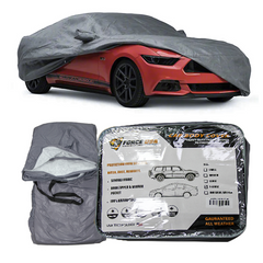 FORCE USA Car Cover Waterproof All Weather for Automobiles Outdoor Full Size Cover Rain Sun UV Protection with Zipper Cotton Universal Fit