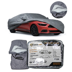 FORCE USA Car Cover Waterproof All Weather for Automobiles Outdoor Full Size Cover Rain Sun UV Protection with Zipper Cotton Universal Fit