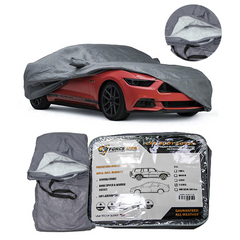 FORCE USA Car Cover Waterproof All Weather for Automobiles Outdoor Full Size Cover Rain Sun UV Protection with Zipper Cotton Universal Fit