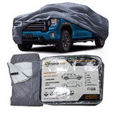 FORCE USA Car Cover Waterproof All Weather for Automobiles Outdoor Full Size Cover Rain Sun UV Protection with Zipper Cotton Universal Fit