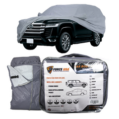 FORCE USA Car Cover Waterproof All Weather for Automobiles Outdoor Full Size Cover Rain Sun UV Protection with Zipper Cotton Universal Fit