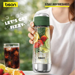 BSON Fizzy Lab Soda Maker with Built-in Filter | 375ml BPA-Free Bottle | No Electricity Required | Compatible with 8g CO₂ Cartridges