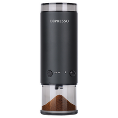 DÙPRESSO Electric Conical Burr Coffee Grinder – Portable 80-Setting Burr Grinder with Type-C Fast Charging, Dual Container Compatibility (70g max capacity), Stainless Steel Burr for Espresso, Pour Over & French Press