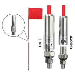 FORCE USA Offroad Red Flag Pole ,Center Split Black Lock Type , Quick Release -9 Feet