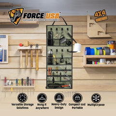 Force USA Hanging Organizer, Foldable, Heavy-Duty 300D Oxford Fabric, with Iron Buckles & Zipper, Multi-Pocket Organizer for Tools, Kitchen, Garage, Camping & Outdoor Use