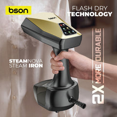 BSON Steamova Steam Iron, 1600W Powerful Steam, Smart Move Technology, 100°C High-Temperature Steam, 3.4m Power Cord, Multiple Fabric Care Modes