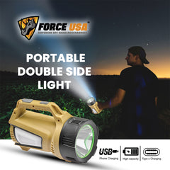 Solar Handheld Torch, Rechargeable LED Camping Lantern Lights With Power Bank Facility, Super Bright LED Searchlight, Lightweight Waterproof Portable Spotlight Work Lights for Fishing Outdoor Camping Emergencies