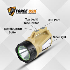 Solar Handheld Torch, Rechargeable LED Camping Lantern Lights With Power Bank Facility, Super Bright LED Searchlight, Lightweight Waterproof Portable Spotlight Work Lights for Fishing Outdoor Camping Emergencies