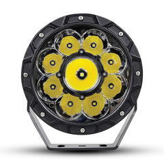 FORCE USA CYCLON 7″ LED Light Spot – Heavy Duty, White Beam, Flood Pattern, High Lumens, Fast Heat Dissipation, Amber & Black Covers Included (Set of 2)