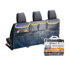 FORCE USA Car Three Seat Organizer Backseat for Your Car, SUV, Minivan, Truck Seats, Tablet Holder for Kids Toddlers, Travel Accessories, Black