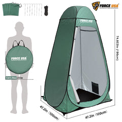 Force USA Green Portable Pop Up Shower Tent Spacious Changing Room for Camping, Hiking, Beach, Toilet, Shower, Bathroom