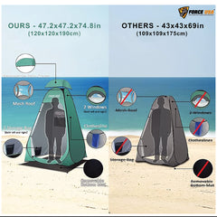 Force USA Green Portable Pop Up Shower Tent Spacious Changing Room for Camping, Hiking, Beach, Toilet, Shower, Bathroom
