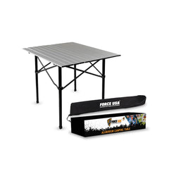 FORCE USA Portable Folding Camping Table, Lightweight Aluminum Table for 2–4 Persons with Carry Bag, Ideal for Camping, Hiking, Picnics, BBQs & Beach Trips