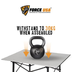 FORCE USA Portable Folding Camping Table, Lightweight Aluminum Table for 2–4 Persons with Carry Bag, Ideal for Camping, Hiking, Picnics, BBQs & Beach Trips