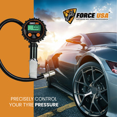 Force USA Digital Tire Inflator & Deflator, 3 in 1 Function, Accurate Air Pressure Reading & Adjustment Tool, Inflation Tool, & Deflation Tool, with Nice Digital LED Display & Portable Case, Compatible with All Cars, Trucks, Bicycles, & Motorcycles