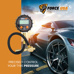 جهاز تفريغ هواء الإطارات الرقمي Force USA، وظيفتان في واحد، أداة دقيقة لقراءة وتعديل ضغط الهواء ونظام تفريغ، مع شاشة رقمية أنيقة وحقيبة محمولة، متوافق مع جميع السيارات والشاحنات والدراجات والدراجات النارية